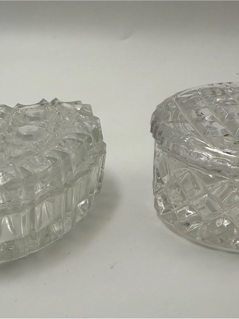 Source Unknown Clear Cut-Glass Decorative Vases